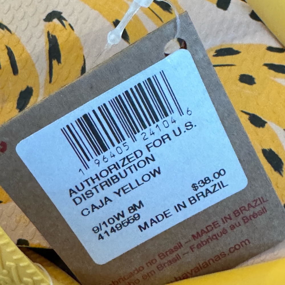 FARM RIO x HAVAIANAS Cheetah Banana Print Flip Flops - Women’s S/M & M/L - New - Picture 8 of 10